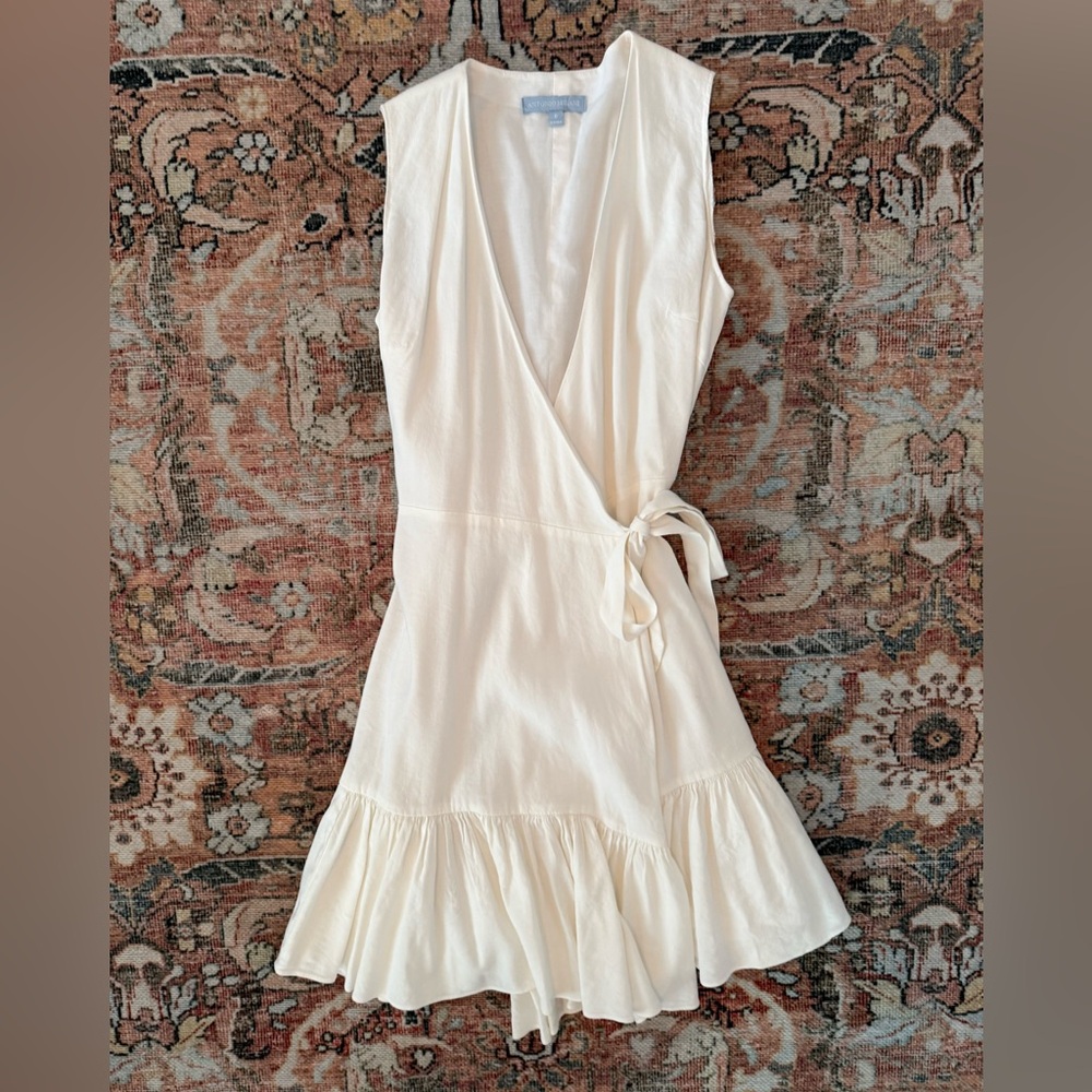 Antonio Melani White Wrap Linen Dress